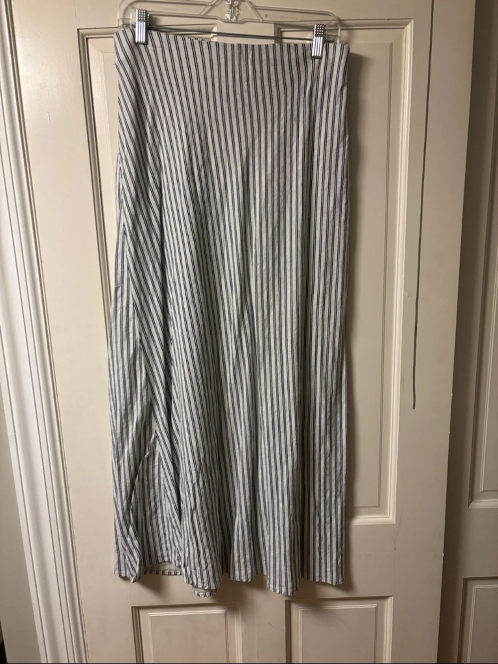 a new day linen blend Blue & White Striped Maxi A-line Skirt - Picture 2 of 5